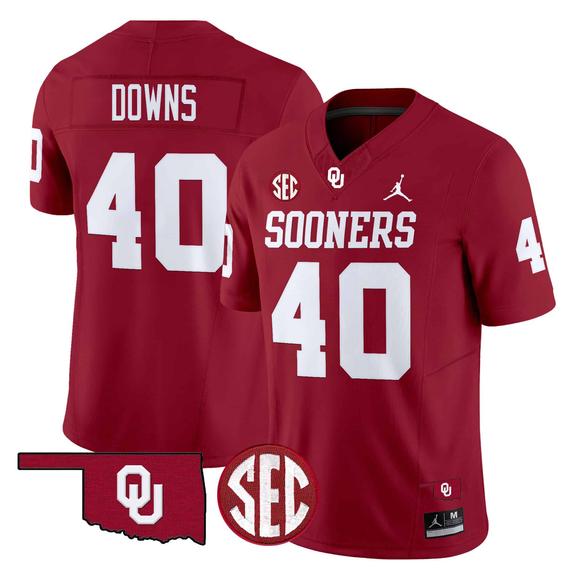 Men Oklahoma Sooners 40 Downs Red 2024 Vapor Limited NCAA Jersey style 1